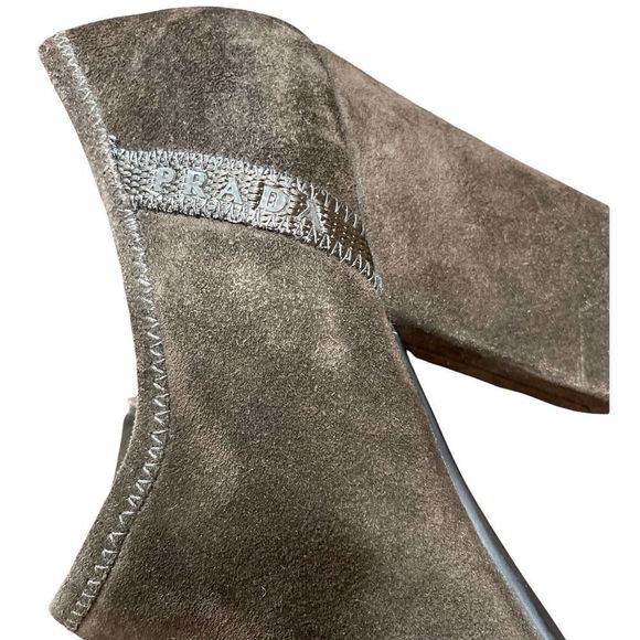 Prada Brown Suede Ankle Bootie 37 - Picture 4 of 9